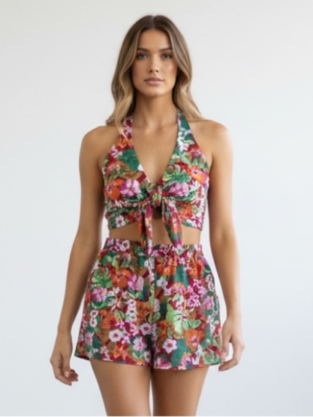 ♥️ Floral Halter Top and Shorts Set